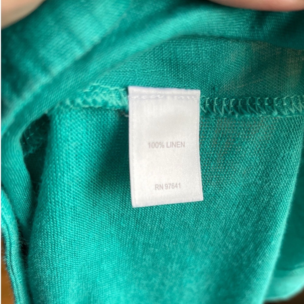 J. Jill Love Linen Teal Blue Sleeveless Henley Tank Top Large 100% Linen - Picture 3 of 7